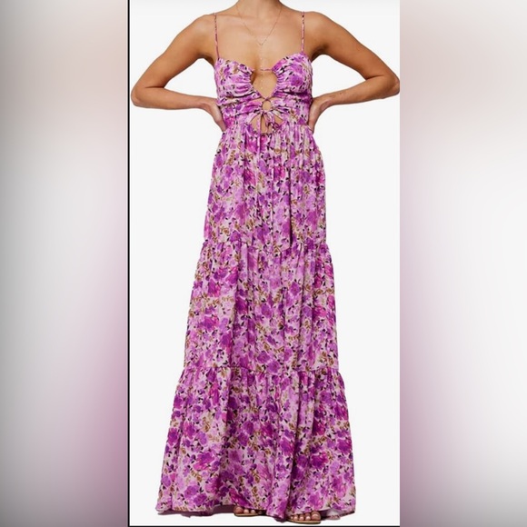 Floral Maxi Dress Tie Front Cut Out Backless Boho Spaghetti Strap dress - Picture 1 of 15